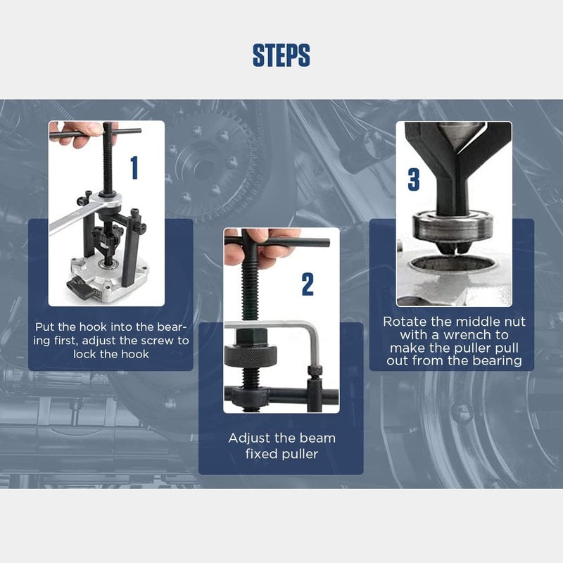 CMTOOL Bearing Puller Tool 3 Jaw Pilot Bearing Removal Tool Kit, Blind Bearing Extractor Small Tool Set, CR-V Steel, Three Jaw Design - Image 4